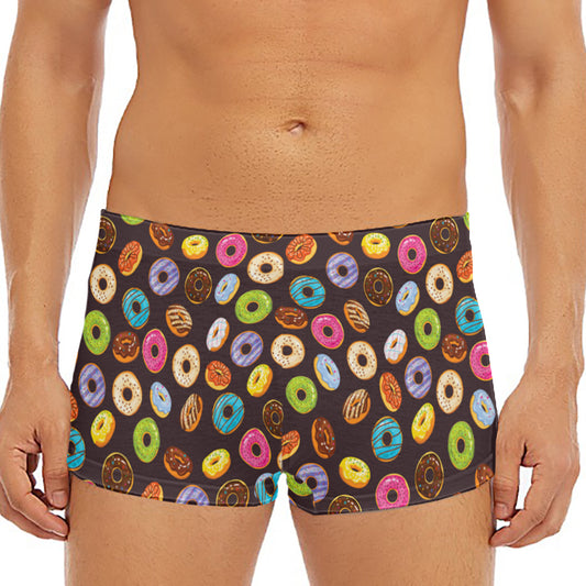 Colorful Donut Pattern Print Men's Short Boxer Briefs