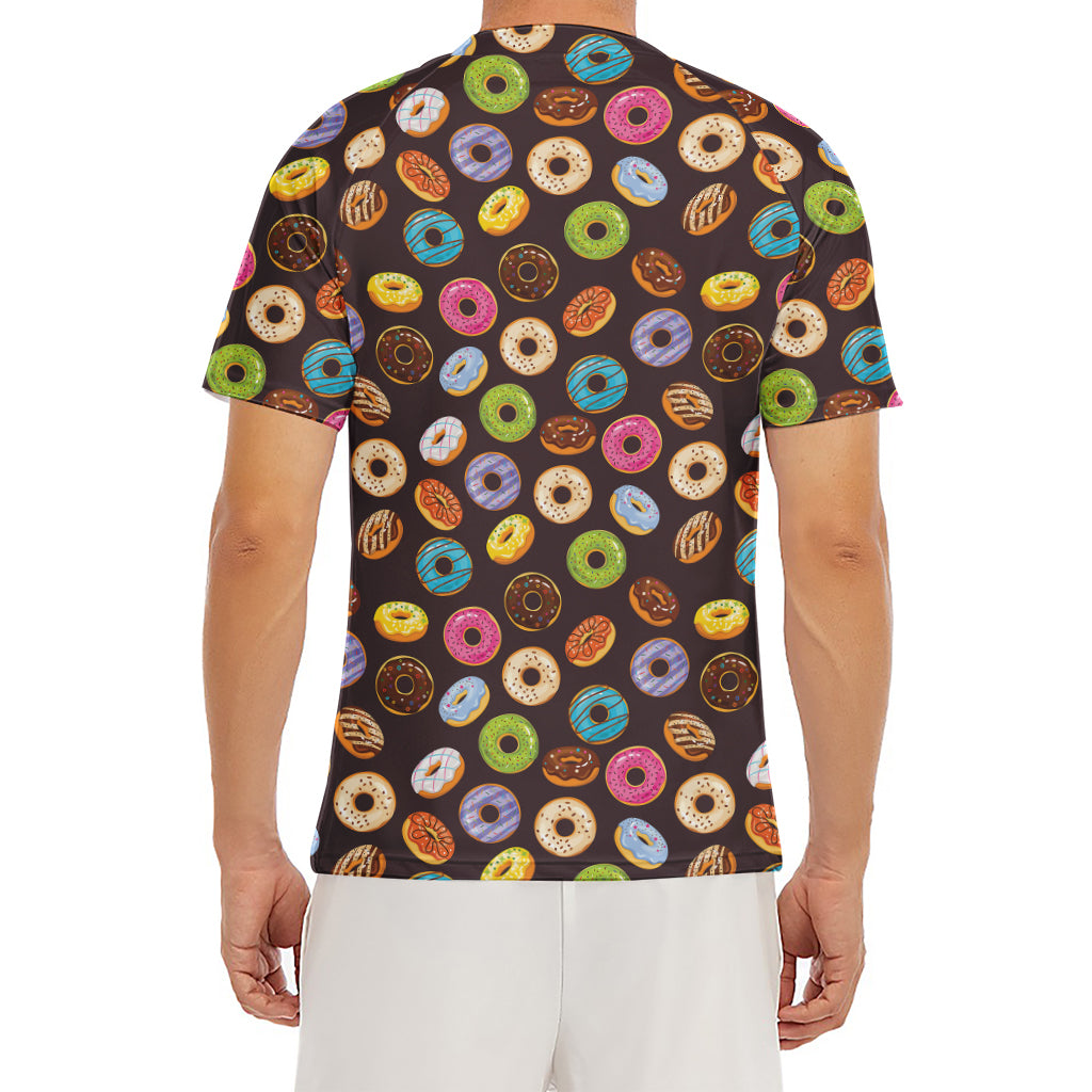 Colorful Donut Pattern Print Men's Short Sleeve Rash Guard