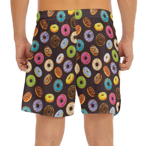 Colorful Donut Pattern Print Men's Split Running Shorts