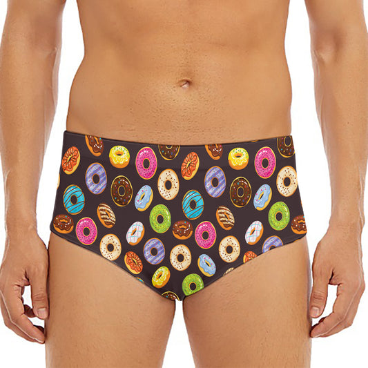 Colorful Donut Pattern Print Men's Triangle Swim Briefs