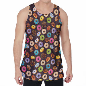 Colorful Donut Pattern Print Men's Velvet Tank Top