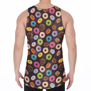 Colorful Donut Pattern Print Men's Velvet Tank Top