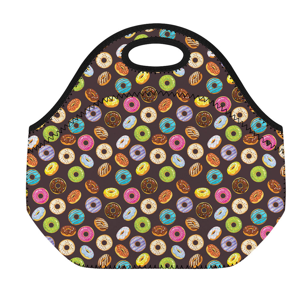 Colorful Donut Pattern Print Neoprene Lunch Bag