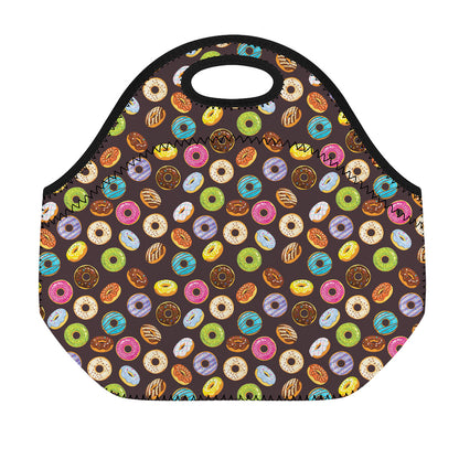 Colorful Donut Pattern Print Neoprene Lunch Bag