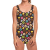 Colorful Donut Pattern Print One Piece Swimsuit
