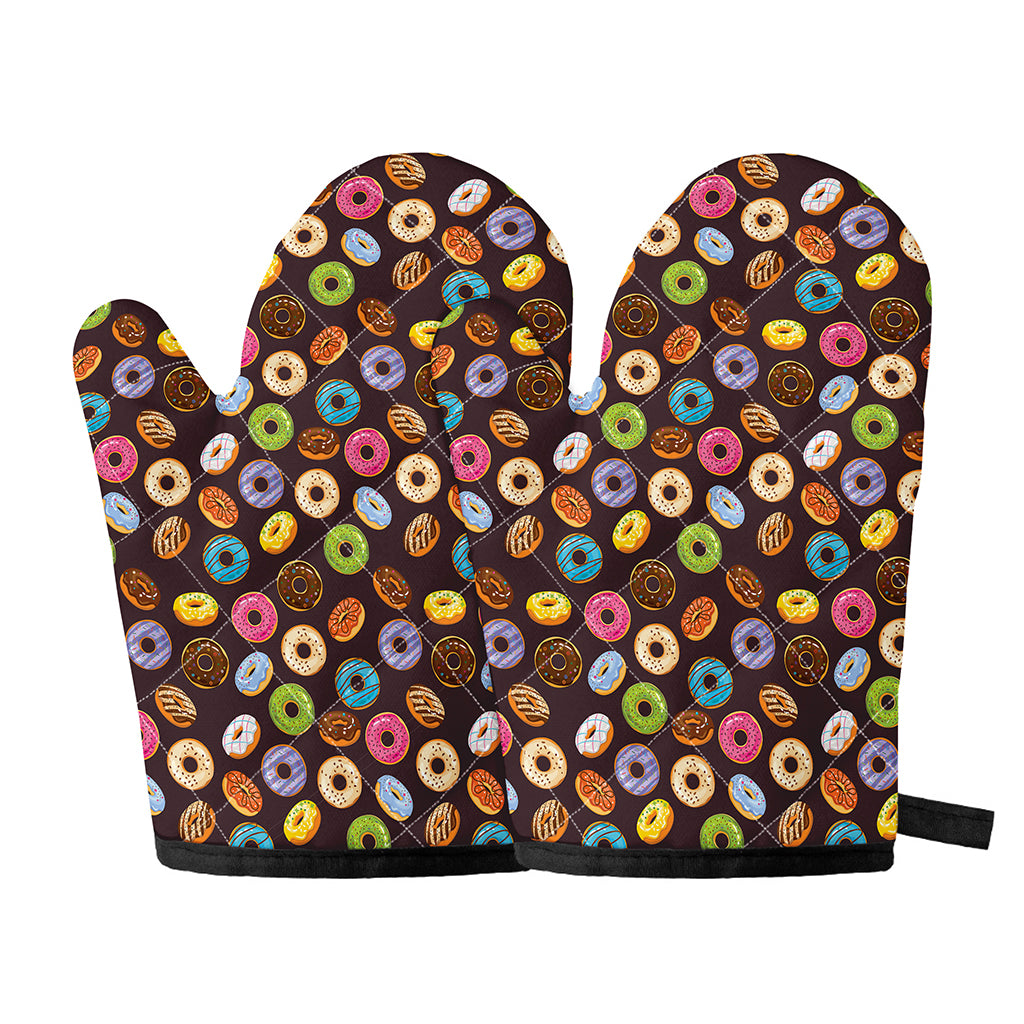 Colorful Donut Pattern Print Oven Mitts