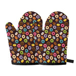 Colorful Donut Pattern Print Oven Mitts