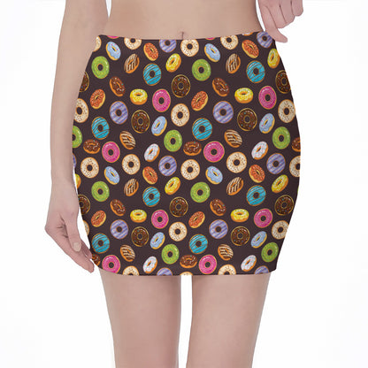 Colorful Donut Pattern Print Pencil Mini Skirt