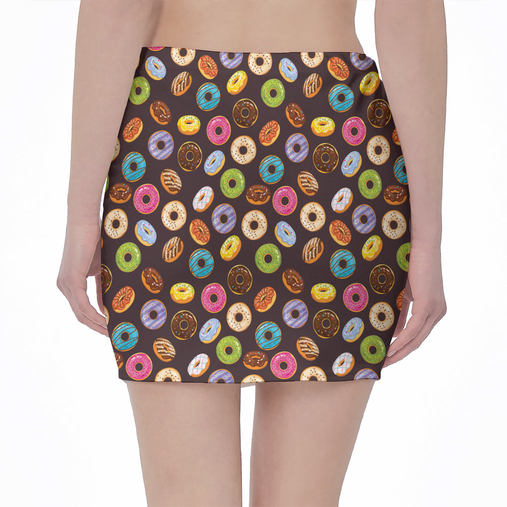 Colorful Donut Pattern Print Pencil Mini Skirt