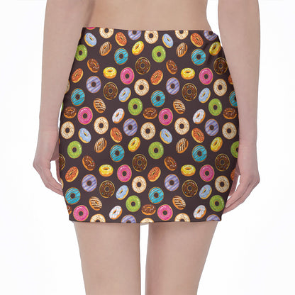 Colorful Donut Pattern Print Pencil Mini Skirt