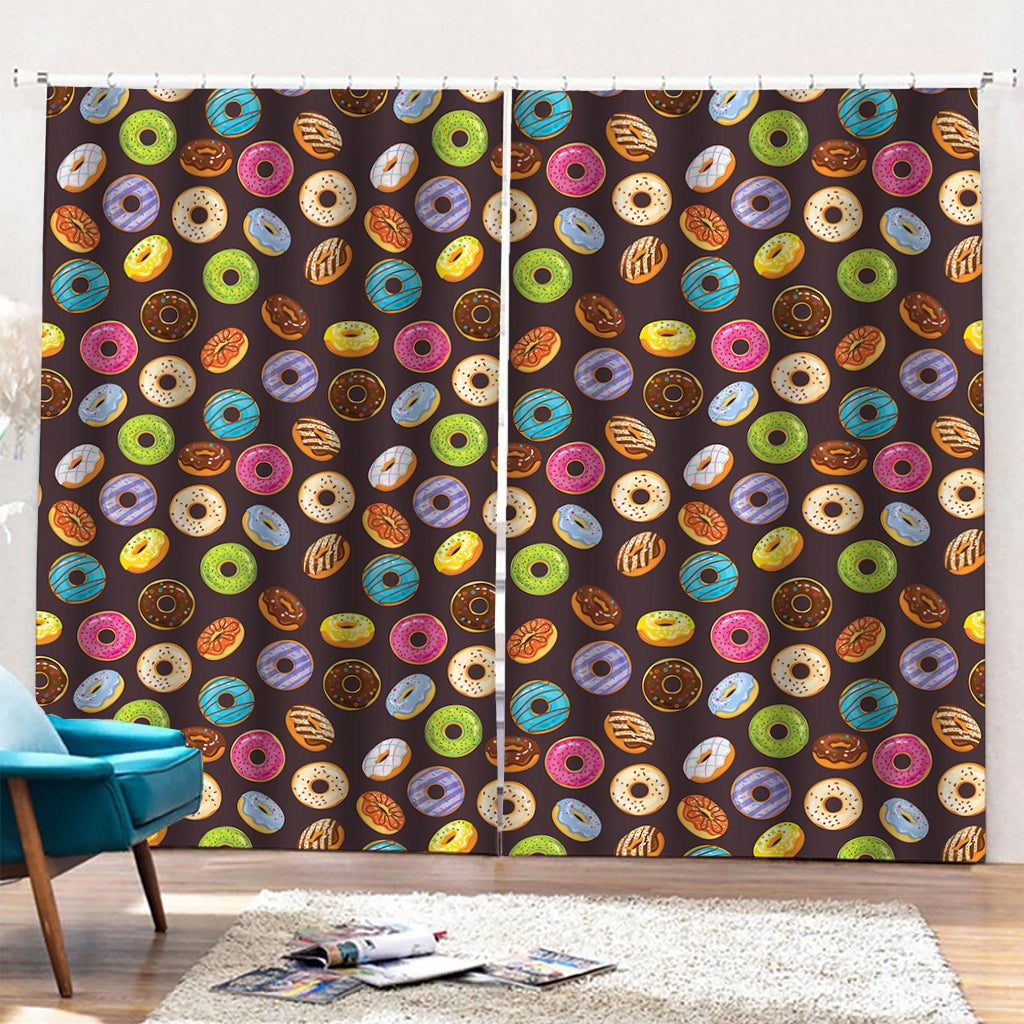 Colorful Donut Pattern Print Pencil Pleat Curtains