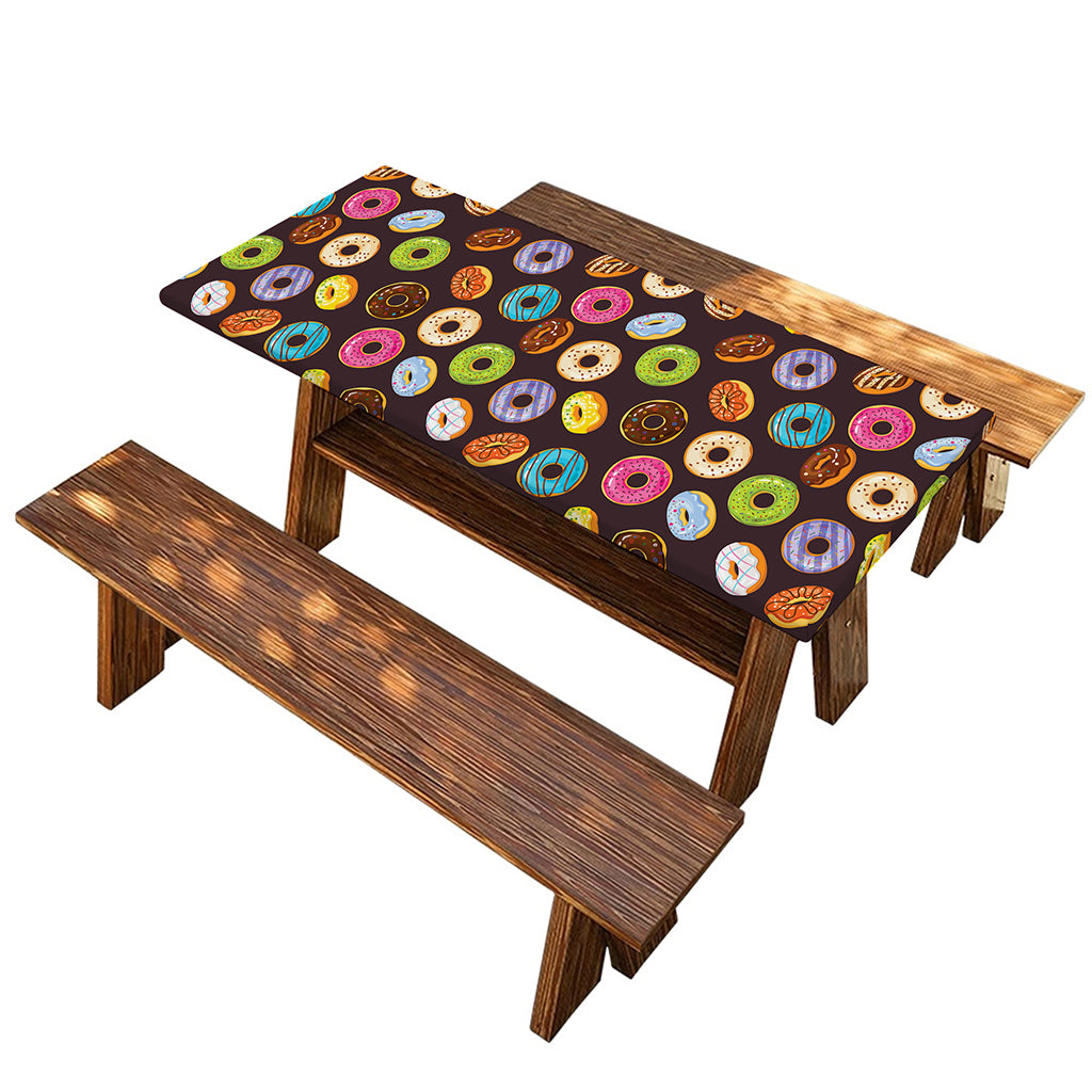 Colorful Donut Pattern Print Picnic Table Cover