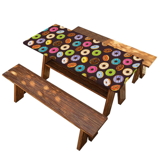 Colorful Donut Pattern Print Picnic Table Cover