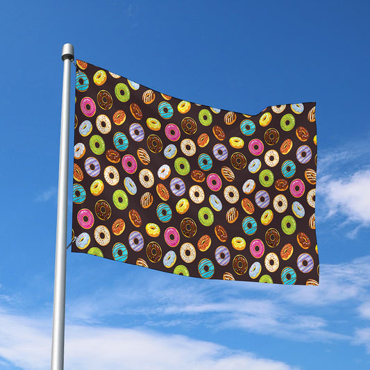 Colorful Donut Pattern Print Polyester Flag