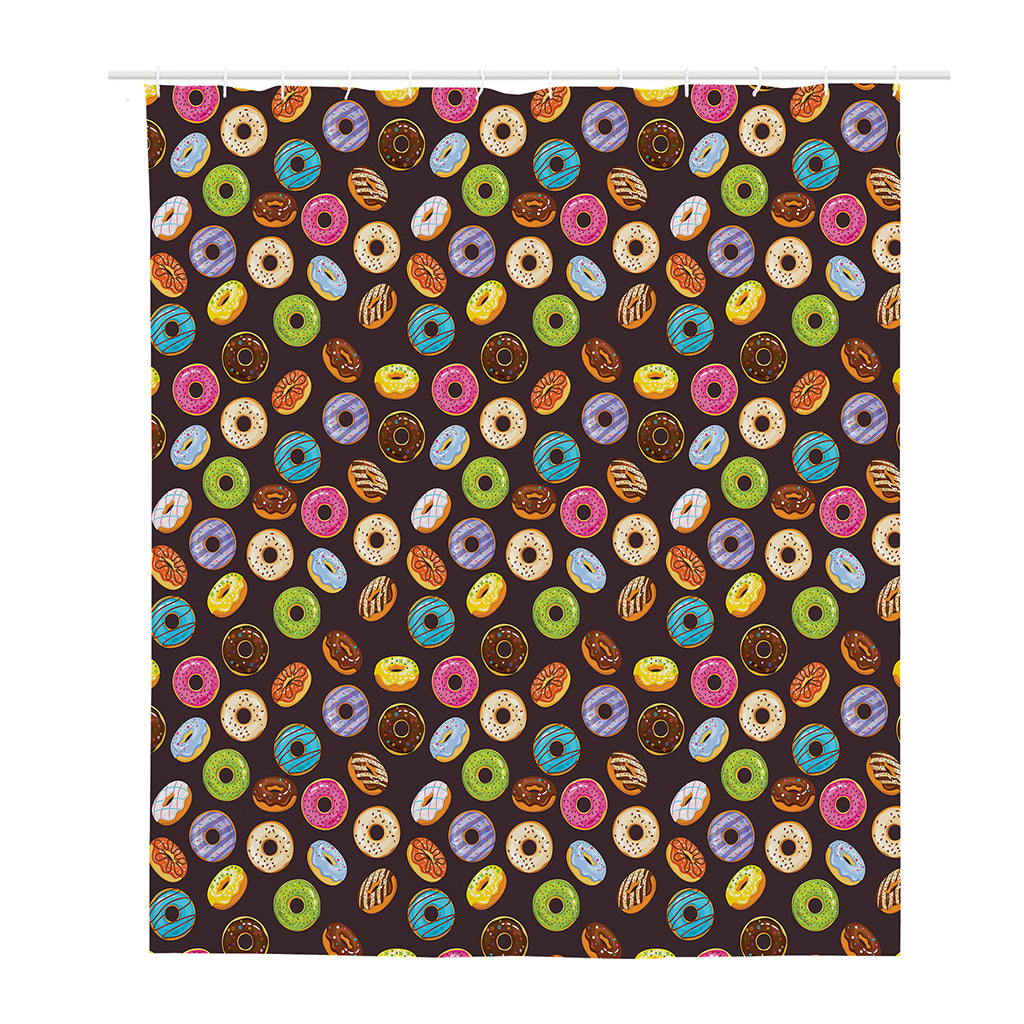 Colorful Donut Pattern Print Polyester Shower Curtain