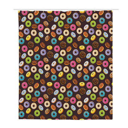 Colorful Donut Pattern Print Polyester Shower Curtain
