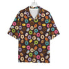 Colorful Donut Pattern Print Rayon Hawaiian Shirt