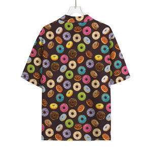 Colorful Donut Pattern Print Rayon Hawaiian Shirt