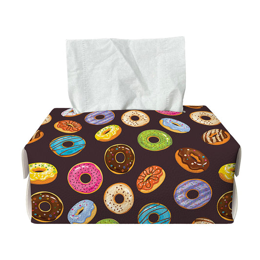 Colorful Donut Pattern Print Rectangle Tissue Box Cover