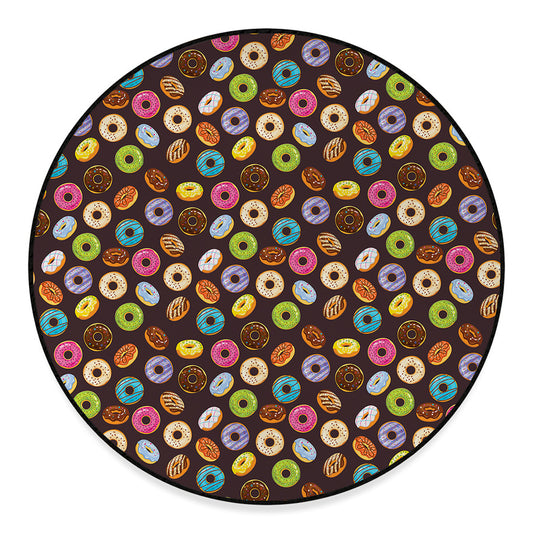 Colorful Donut Pattern Print Round Floor Mat
