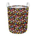 Colorful Donut Pattern Print Round Laundry Basket