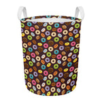 Colorful Donut Pattern Print Round Laundry Basket