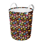 Colorful Donut Pattern Print Round Laundry Basket