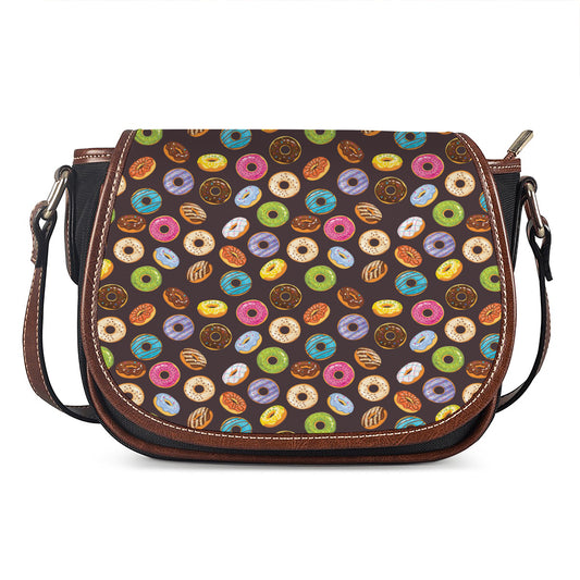Colorful Donut Pattern Print Saddle Bag
