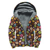 Colorful Donut Pattern Print Sherpa Lined Zip Up Hoodie