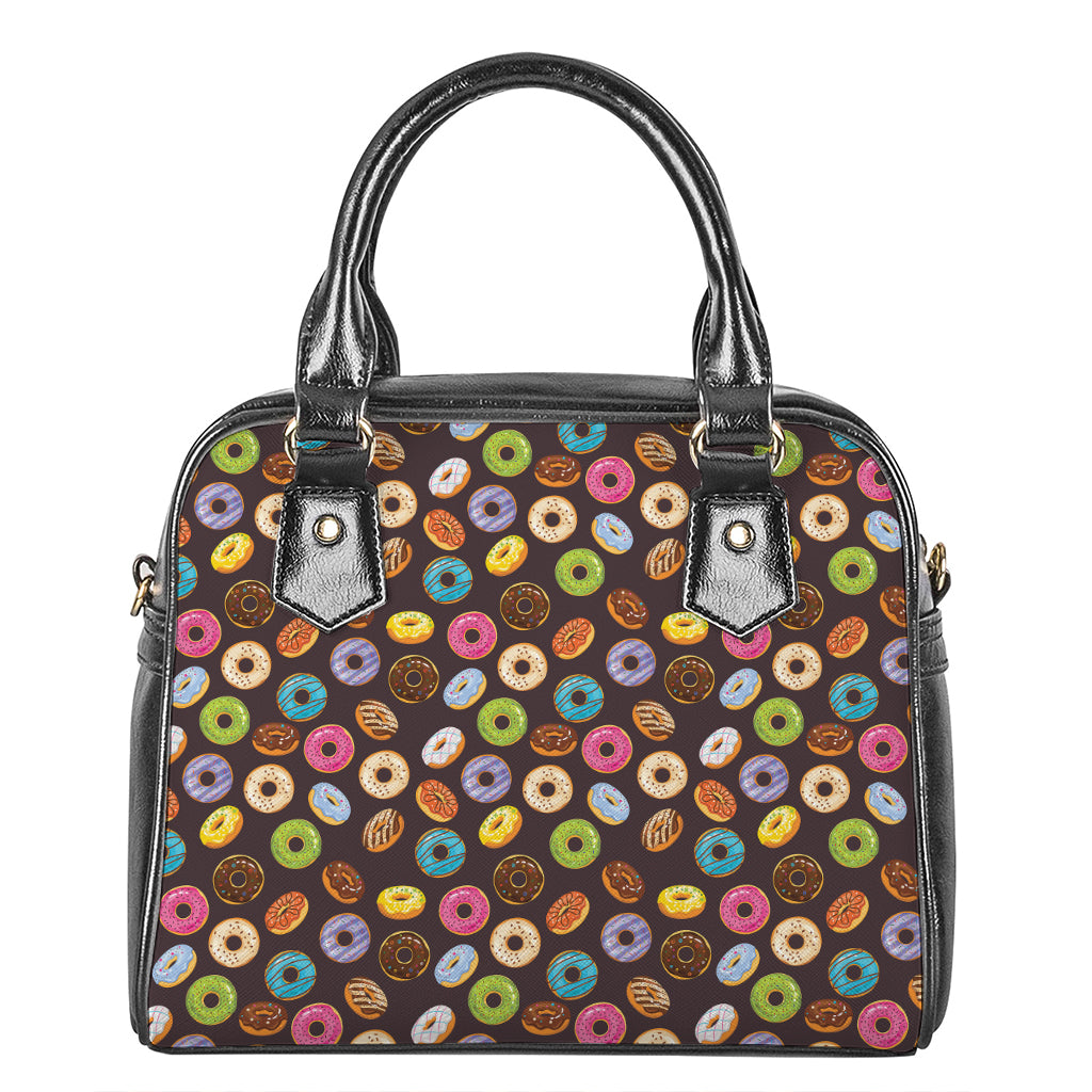 Colorful Donut Pattern Print Shoulder Handbag