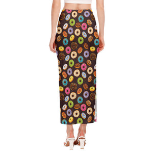 Colorful Donut Pattern Print Side Slit Maxi Skirt