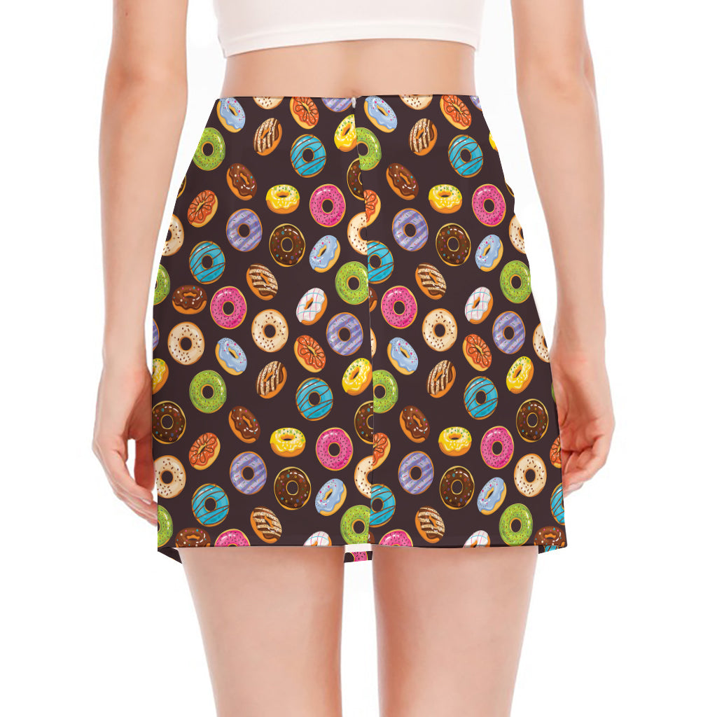 Colorful Donut Pattern Print Side Slit Mini Skirt