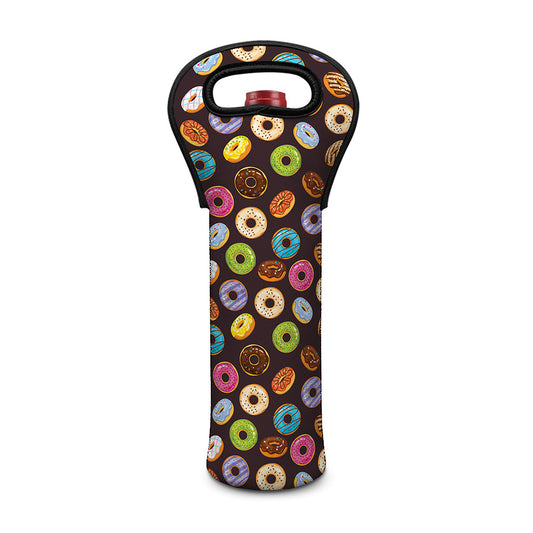 Colorful Donut Pattern Print Single Neoprene Wine Tote