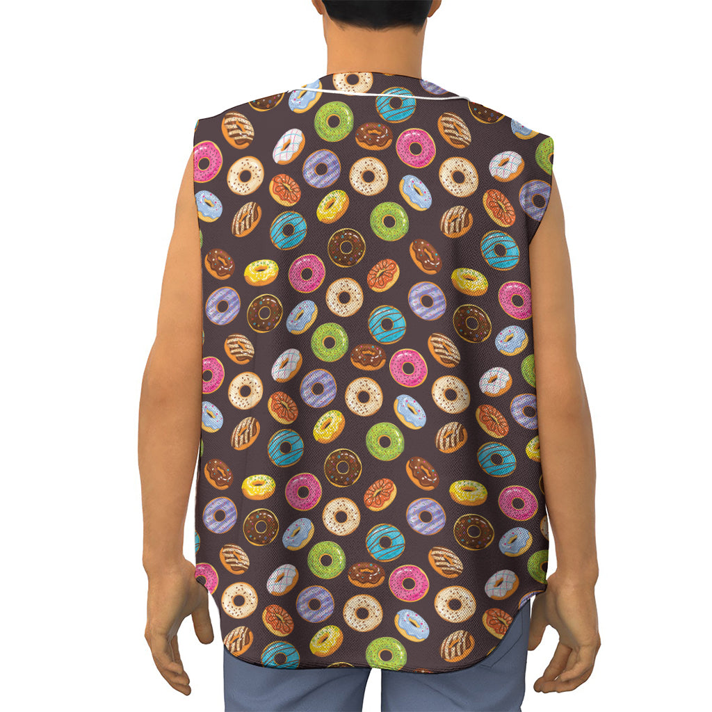 Colorful Donut Pattern Print Sleeveless Baseball Jersey