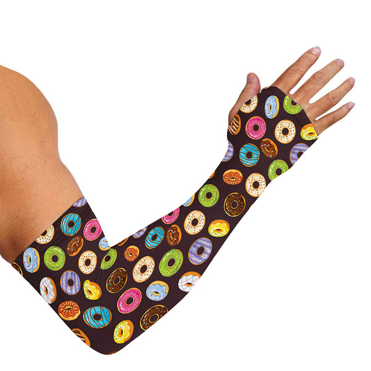 Colorful Donut Pattern Print Sun Protection Arm Sleeves