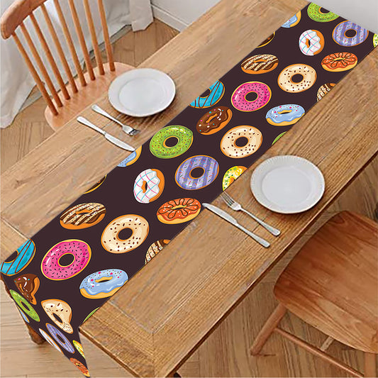 Colorful Donut Pattern Print Table Runner