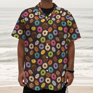 Colorful Donut Pattern Print Textured Short Sleeve Shirt