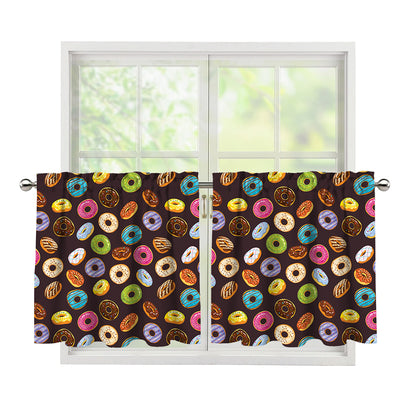 Colorful Donut Pattern Print Tier Curtains