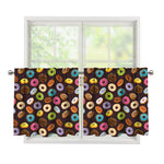 Colorful Donut Pattern Print Tier Curtains