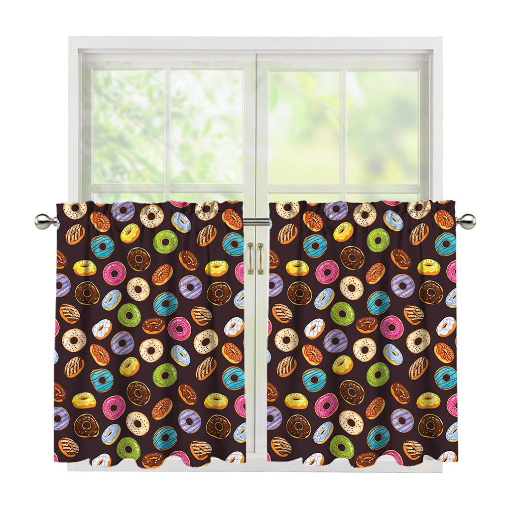 Colorful Donut Pattern Print Tier Curtains