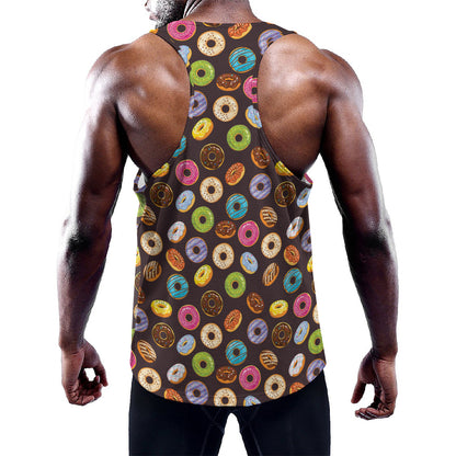 Colorful Donut Pattern Print Training Tank Top