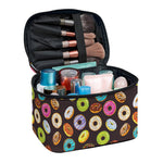 Colorful Donut Pattern Print Travel Makeup Bag