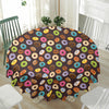 Colorful Donut Pattern Print Waterproof Round Tablecloth