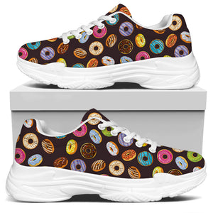 Colorful Donut Pattern Print White Chunky Shoes