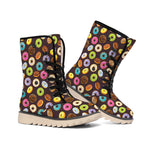Colorful Donut Pattern Print Winter Boots