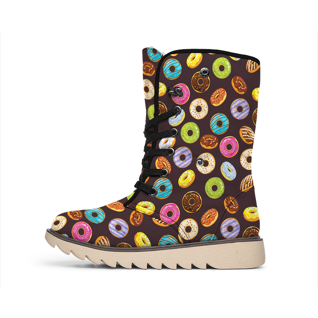 Colorful Donut Pattern Print Winter Boots