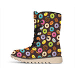 Colorful Donut Pattern Print Winter Boots