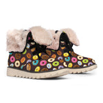 Colorful Donut Pattern Print Winter Boots