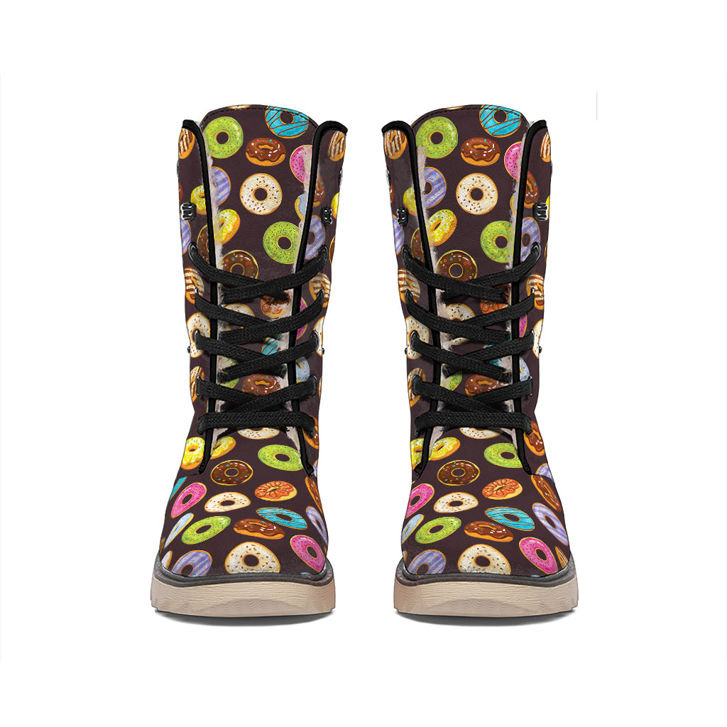 Colorful Donut Pattern Print Winter Boots