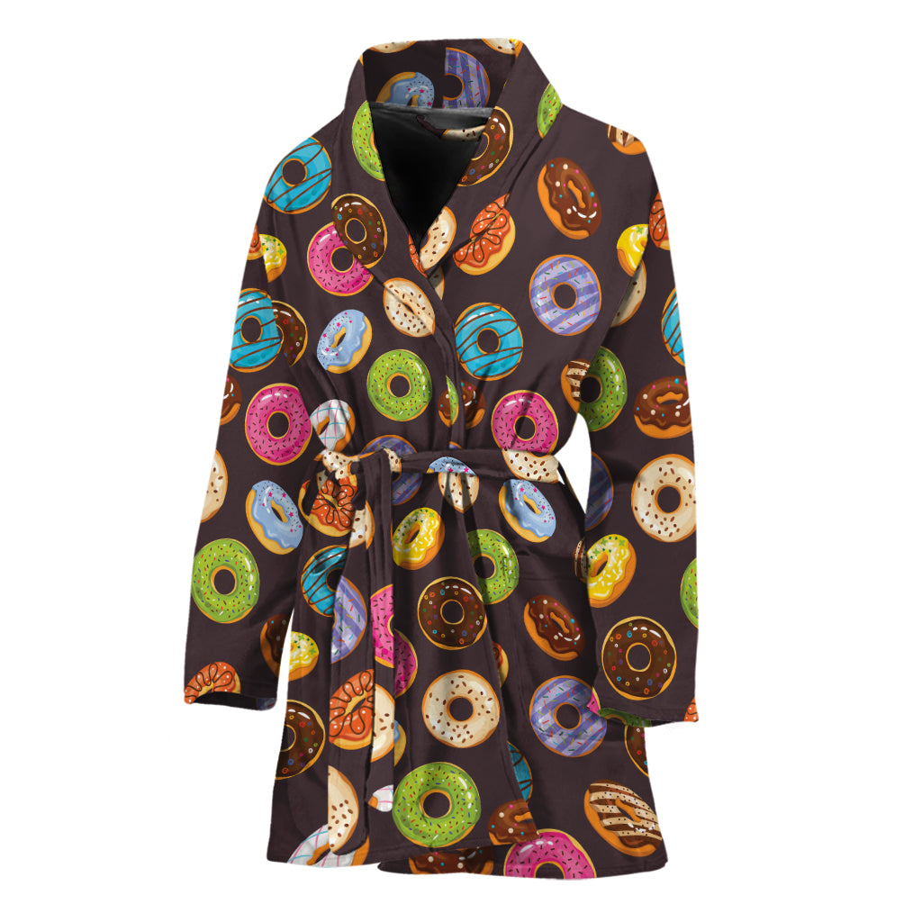 Colorful Donut Pattern Print Women's Bathrobe